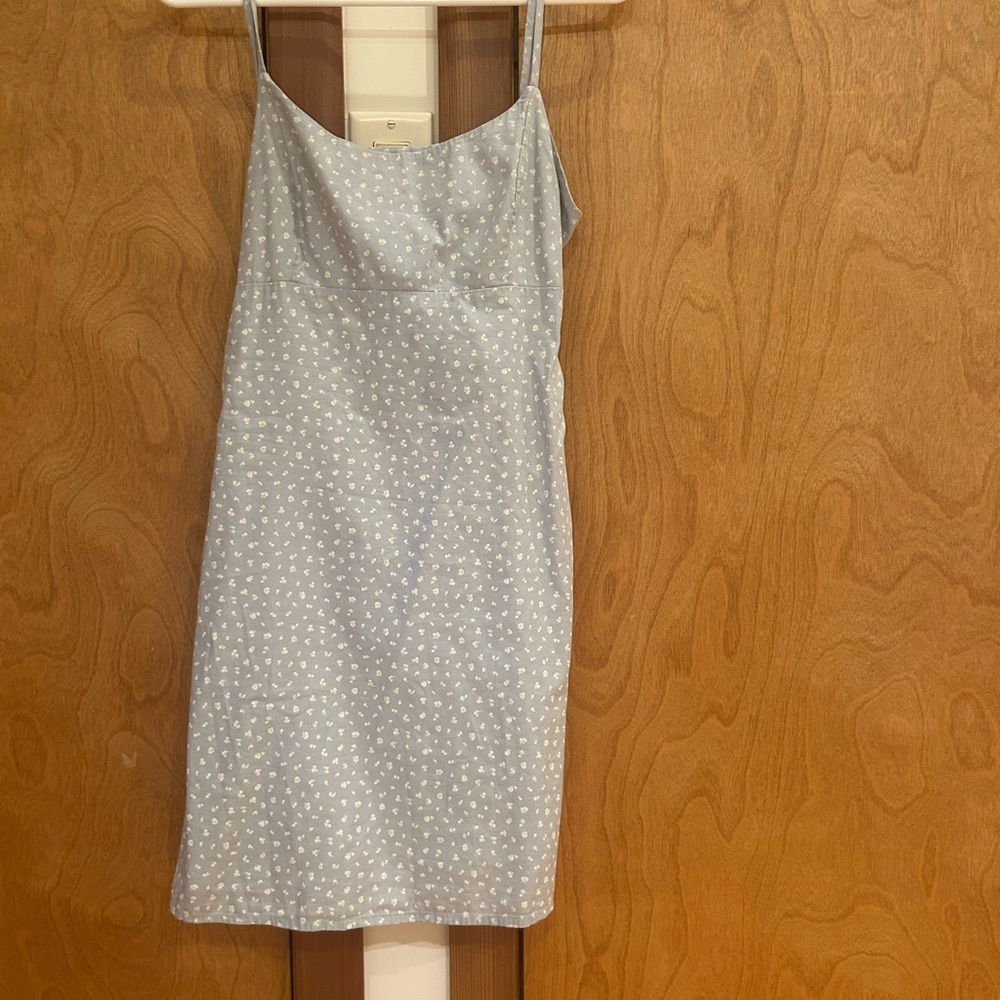 Brandy Melville Blue and White Floral Slip Dress